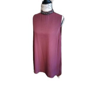 Atmosphere Women's Sleeveless High-Neck Blouse w/Jeweled Neckline